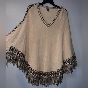 Boho Western Poncho Fringe Sweater